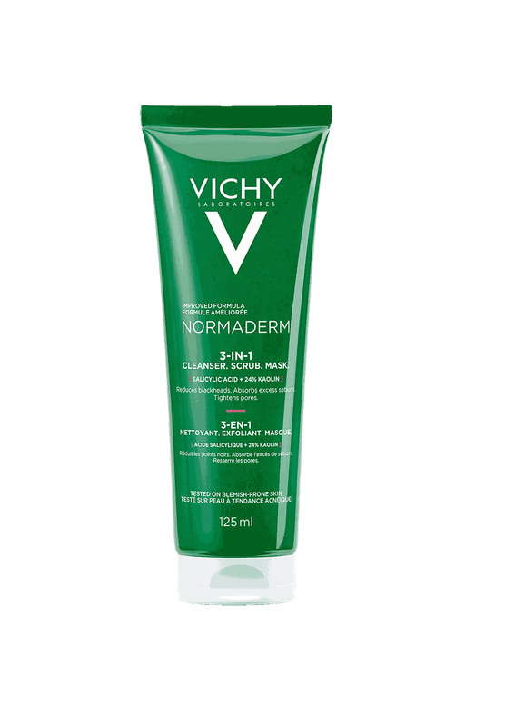 VICHY NORMADERM 3in1 Scrub Cleanser Mask 125ml new