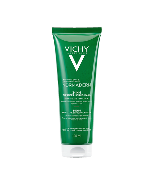 VICHY NORMADERM 3in1 Scrub Cleanser Mask 125ml new